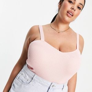 ASOS DESIGN Curve pink knitted cami with sweetheart neckline